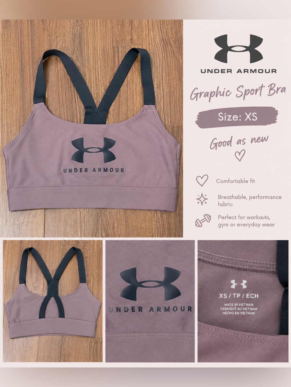 Under Armour Women's Mauve Graphic Sport Bra - XS
